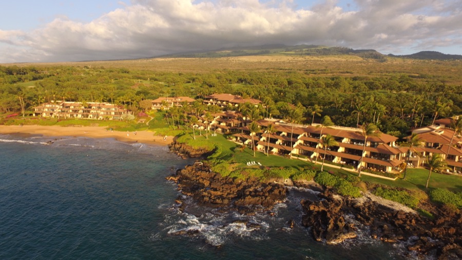 Makena Surf from the air at golden hour